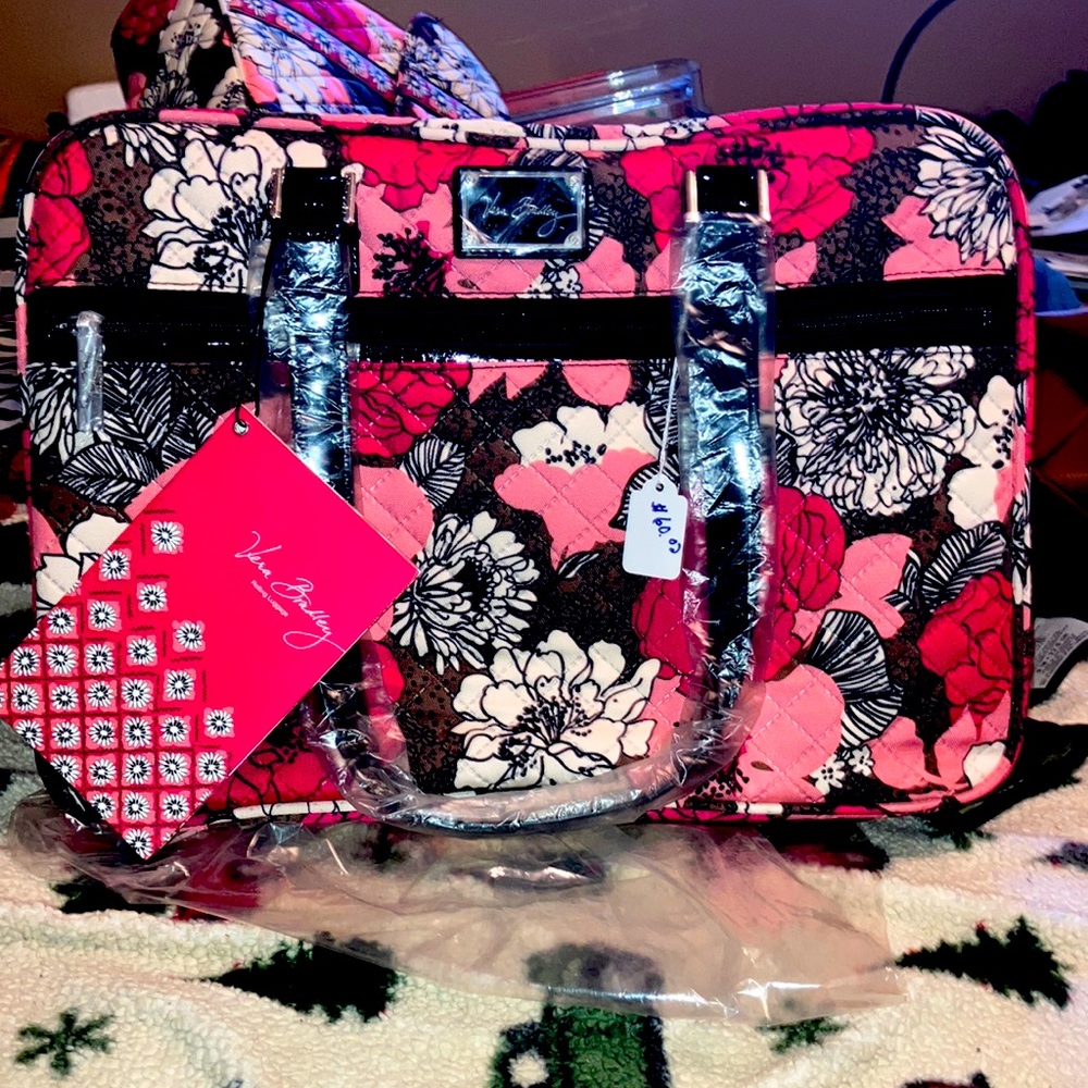 Vera Bradley mocha rouge pink and brown brand new Christmas luggage NEW